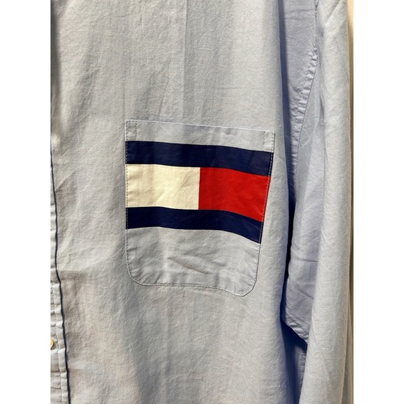 Tommy Hilfiger Vintage 90s Y2K Large Pocket Logo Button up Mens XXL NWT Blue - Picture 6 of 13